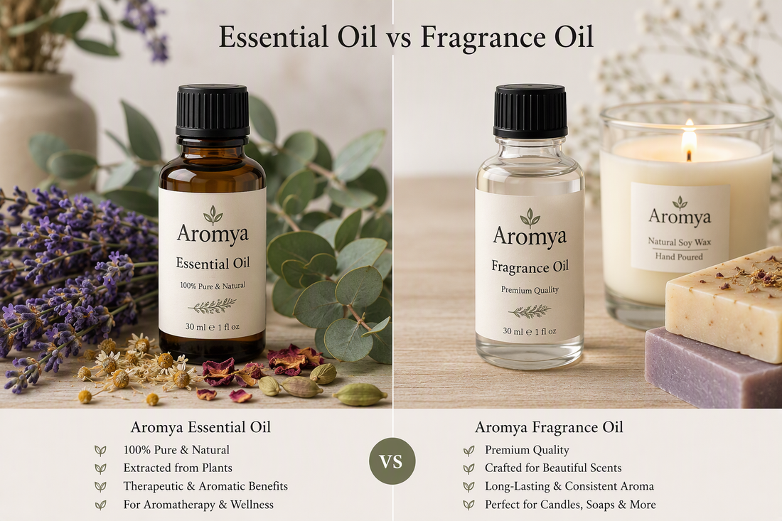 Essential oil vs fragrance oil - Aromya bulk supplier Delhi